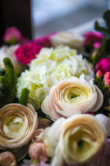 Wedding bouquet white and cream roses.