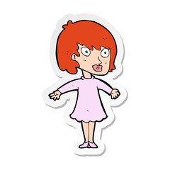 sticker of a cartoon woman wearing dress