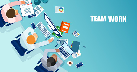 Vector of business people having a meeting and brainstorming a strategy