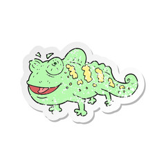 retro distressed sticker of a cartoon chameleon