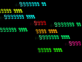 Old numeric display. Glowing numbers. A lot of nines. A lot of bright nines.