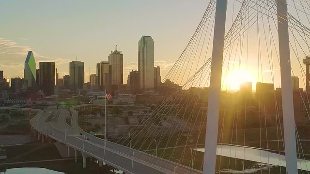 Dallas Skyline at sunrise aerial
