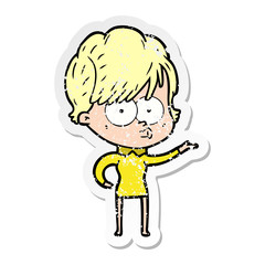 distressed sticker of a cartoon woman