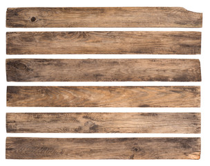 Old wooden planks isolated on white background	
