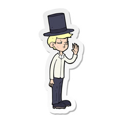 sticker of a cartoon man wearing top hat