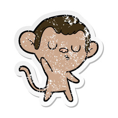 distressed sticker of a cartoon monkey