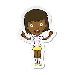 sticker of a cartoon woman pointing