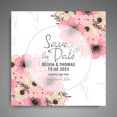 Fototapeta na wymiar Wedding invitation. Beautiful flowers. Greeting card. Frame.