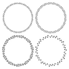 Doodle illustration. Hand drawn frame. Vintage set of doodle wreath. Great design for any purposes. Isolated vector. Hand drawn doodle icons set. Vector floral design card. Sketch vector illustration.