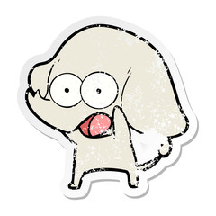 distressed sticker of a cute cartoon elephant