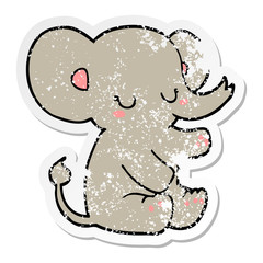 distressed sticker of a cartoon elephant