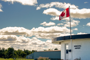 Fototapeta premium Canadian Municipal airport building and hangars