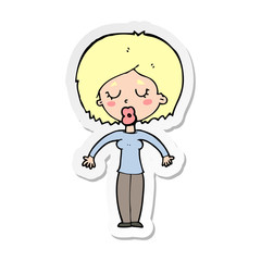sticker of a cartoon woman with closed eyes