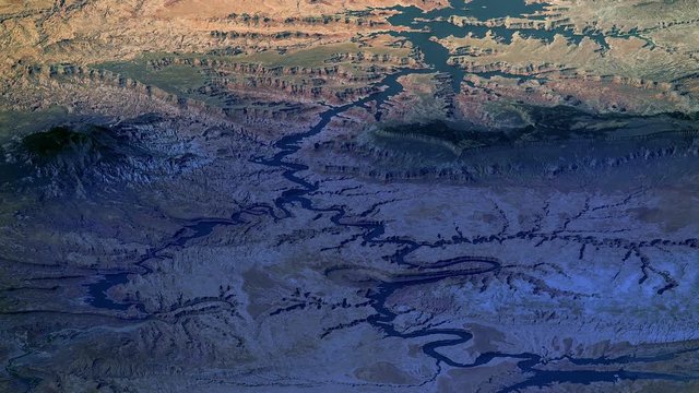 Scenic aerial view of lake Powell and grand staircase in Usa. Contains public domain image by Nasa