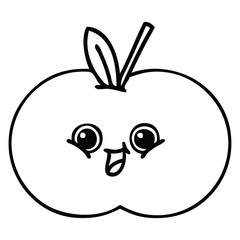 line drawing cartoon red apple