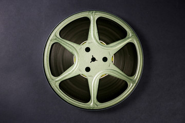 film reel isolated on black background
