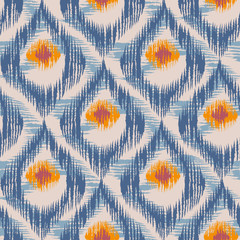 Retro ikat blue pattern.