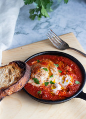 shakshuka, baked eggs