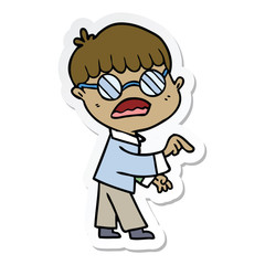 sticker of a cartoon boy wearing spectacles