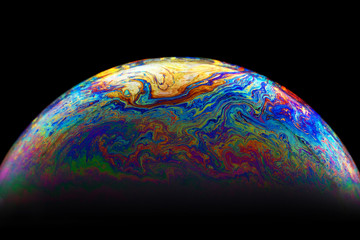 Half soap Bubble Ball abstract background. Model of Space or planets universe cosmic