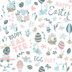 Funny Happy Easter seamless pattern background greeting card