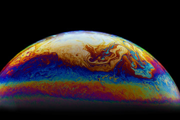 Half soap Bubble Ball abstract background. Model of Space or planets universe cosmic