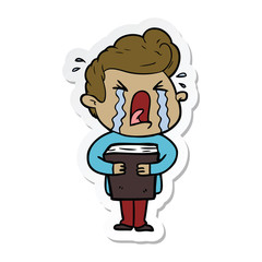 sticker of a cartoon crying man