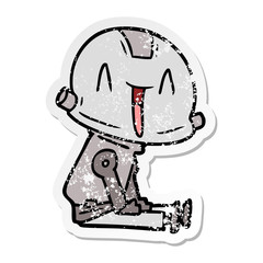 distressed sticker of a cartoon robot