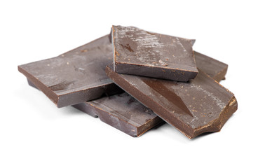 Pieces of broken bar of chocolate