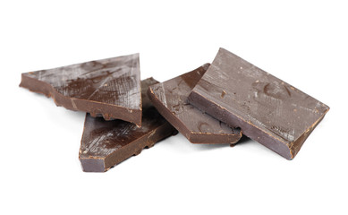 Pieces of broken bar of chocolate