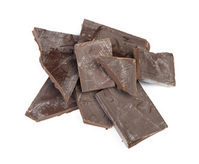 Pieces of broken bar of chocolate