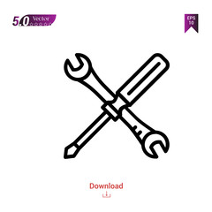 Outline tools icon isolated on white background. Popular icons for 2019 year. Line pictogram. Graphic design, mobile application, logo, user interface. EPS 10 format vector