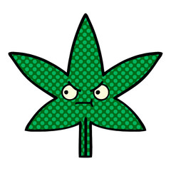 comic book style cartoon marijuana leaf