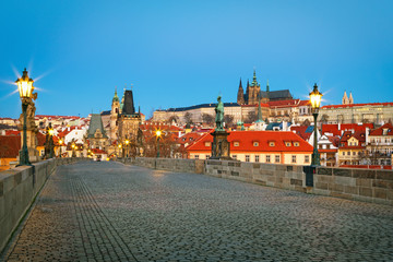 Naklejka premium Scenic view on historical center of Prague,buildings and landmarks of old town, Prague, Czech Republic