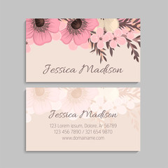 Business card with beautiful flowers.Template