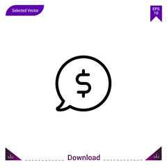 Outline speech-bubble  icon isolated on white background. Line pictogram. mobile application, logo, user interface. Editable stroke. EPS10 format vector