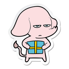 sticker of a annoyed cartoon elephant