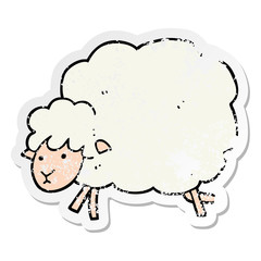 distressed sticker of a cartoon sheep