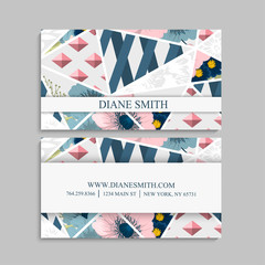 Business card with beautiful flowers.Template