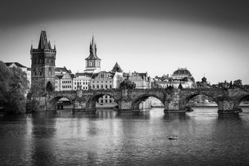 Obraz na płótnie Canvas Scenic view on historical center of Prague,buildings and landmarks of old town, Prague, Czech Republic