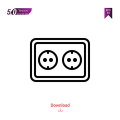 Outline socket icon isolated on white background. Popular icons for 2019 year. Line pictogram. Graphic design, mobile application, logo, user interface. EPS 10 format vector