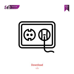 Outline socket icon isolated on white background. Popular icons for 2019 year. Line pictogram. Graphic design, mobile application, logo, user interface. EPS 10 format vector