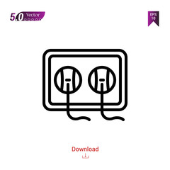 Outline socket icon isolated on white background. Popular icons for 2019 year. Line pictogram. Graphic design, mobile application, logo, user interface. EPS 10 format vector