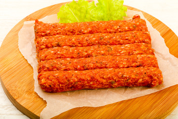 Raw beef sausages