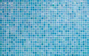 Foto auf Acrylglas Mosaik blauer Fliesenwandhintergrund