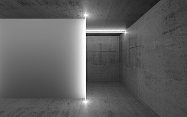 Abstract dark concrete interior, empty wall