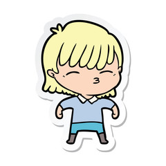 sticker of a cartoon woman