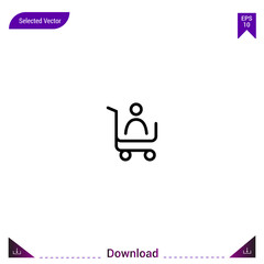 Outline shopping-cart  icon isolated on white background. Line pictogram. mobile application, logo, user interface. Editable stroke. EPS10 format vector