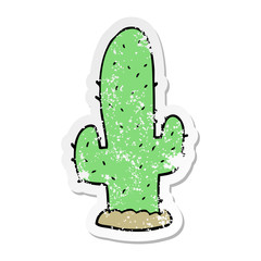 distressed sticker of a cartoon cactus