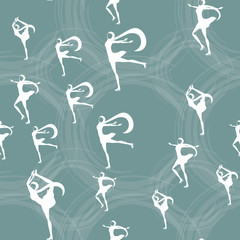 Seamless pattern Women s sports in the Arab countries. muslim girl in hijab figure skating on ice rink.